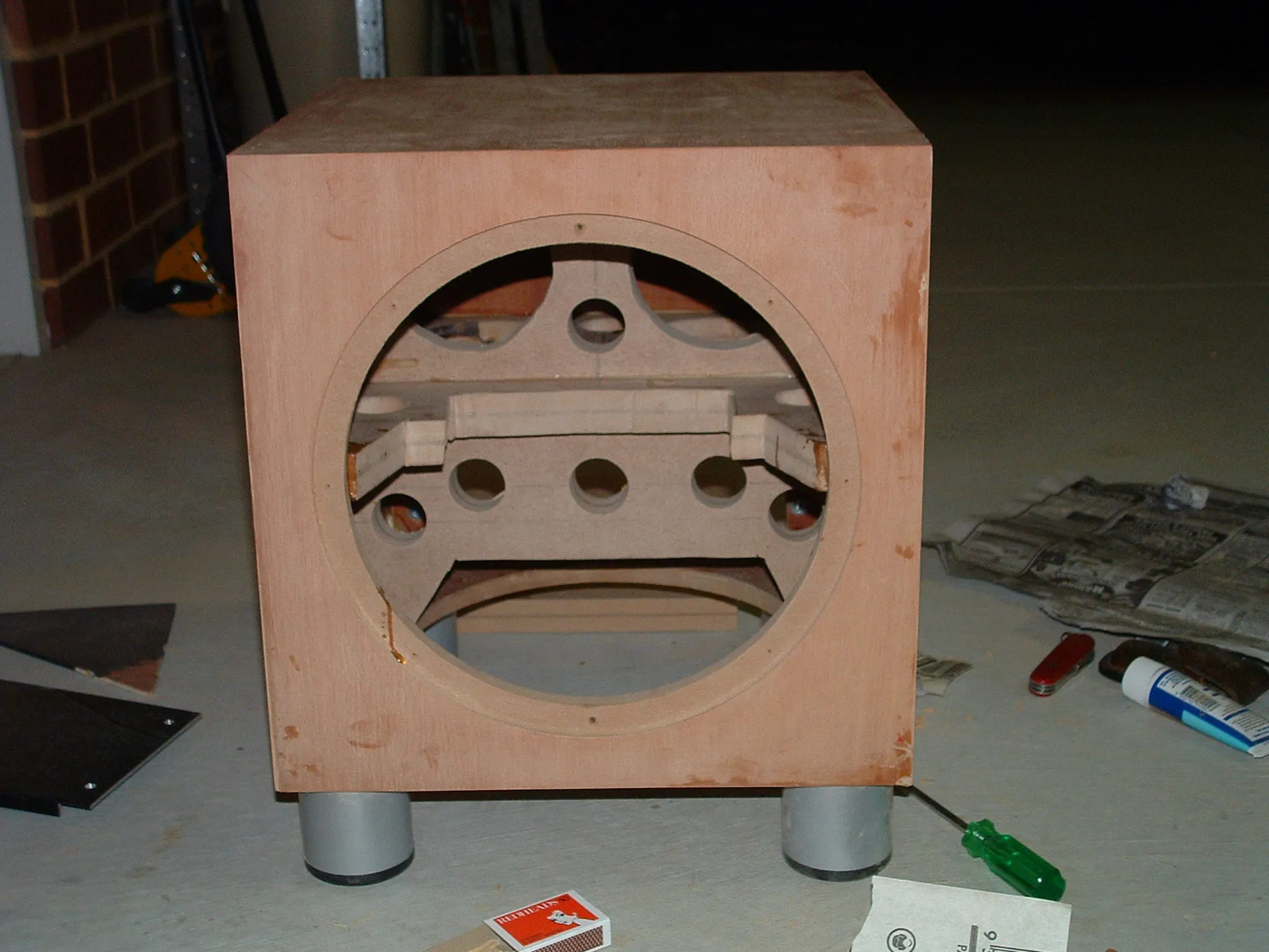 DIY subwoofer project: finished or partially finished subwoofer cabinet.