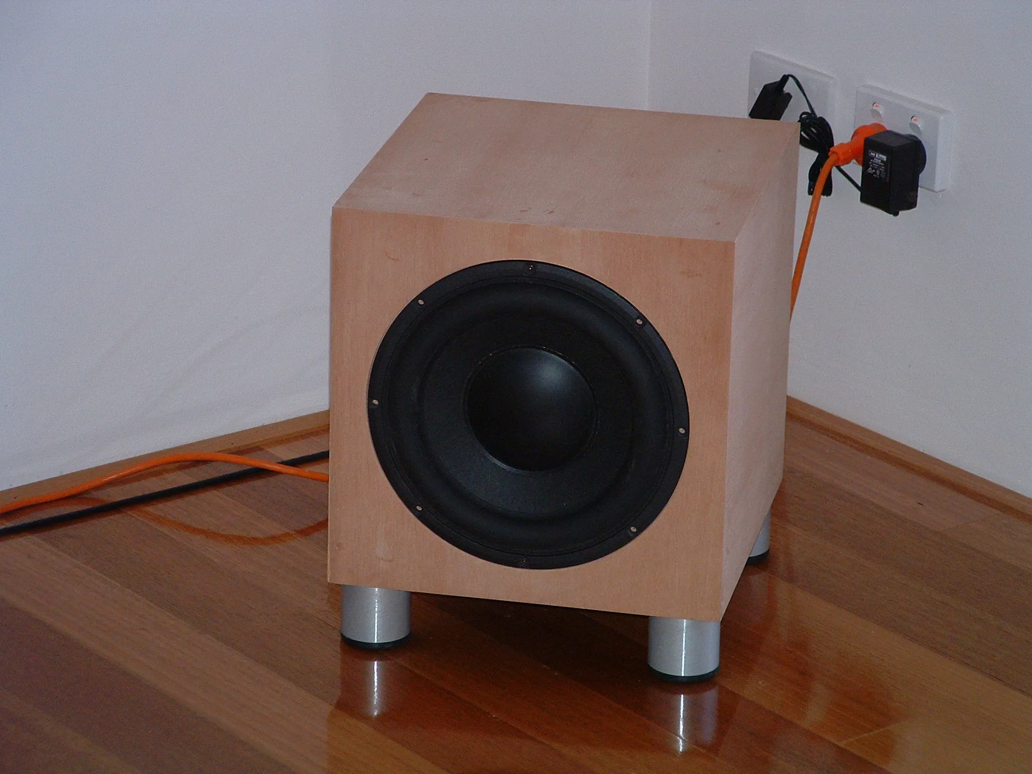 DIY subwoofer project: subwoofer driver or passive radiator mounting area.
