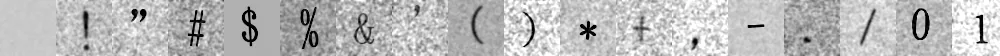 Horizontal strip of ASCII punctuation and digits on speckled noisy backgrounds used as synthetic OCR training samples.